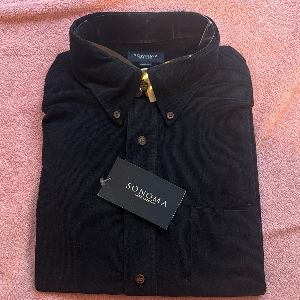 Sonoma Men's Navy Casual Button Down Shirt